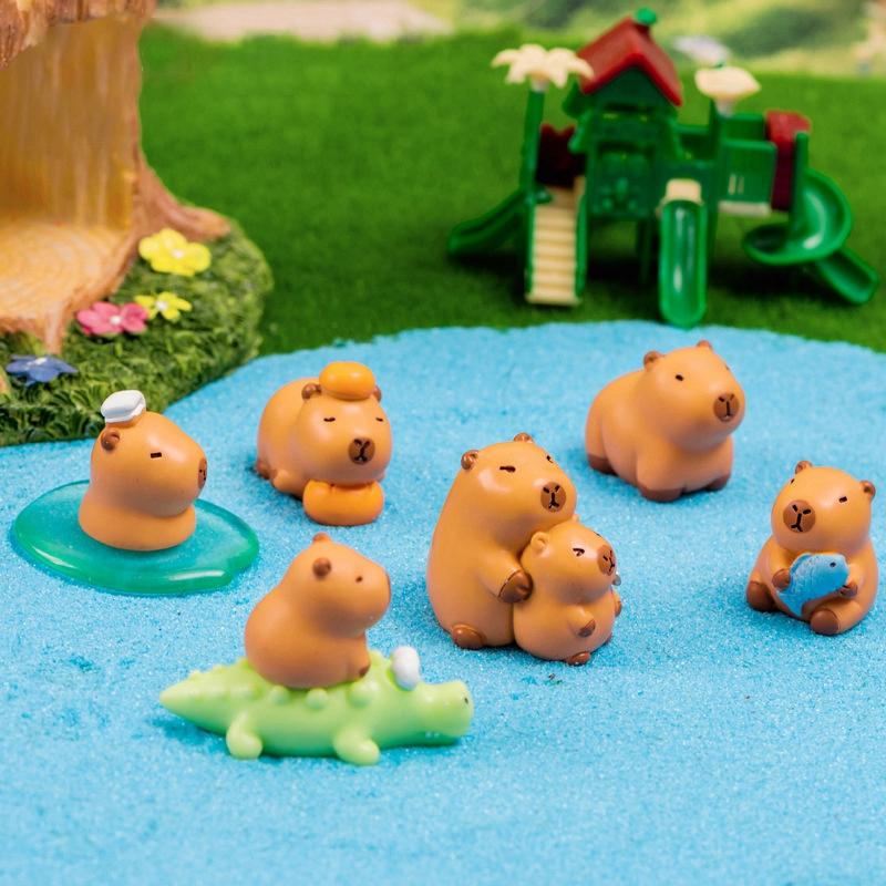 Mini Capybara Figure Ornament Desk Accessories Automotive Car Interior Ornament Resin Figure Miniature Model Animals Decoration