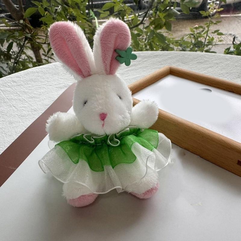 Lovely Rabbits Toy Keychain Soft Plush Pendant Key Chain Cartoon Animal Shaped Keyrings Ornament Stylish Bag Charm
