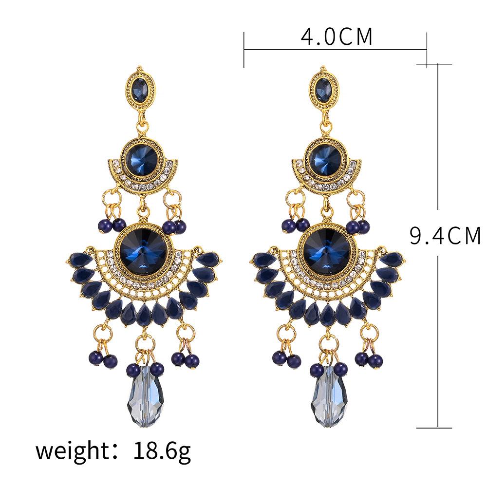 Retro Tassel Earrings Rhinestone Ear Drop Jewelry Ethnic Bride Accessories