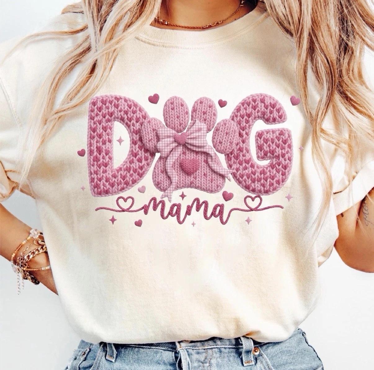 

Dog Mama Puppy Pet Yarn Illusion Custom T-Shirt Top Tee Size S-3XL L