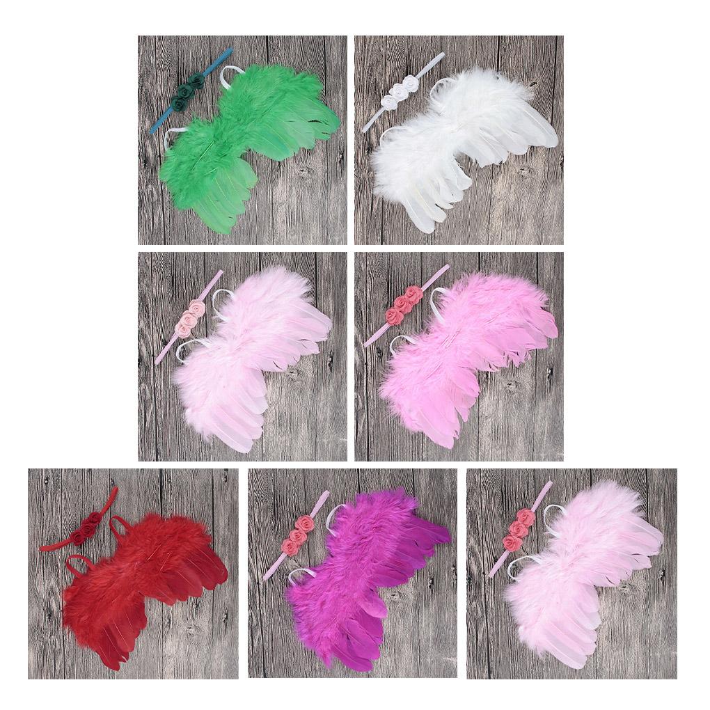 2 Stück Niedlicher Neugeborener Engel mit Baby Mädchen Rose Blume Stirnband