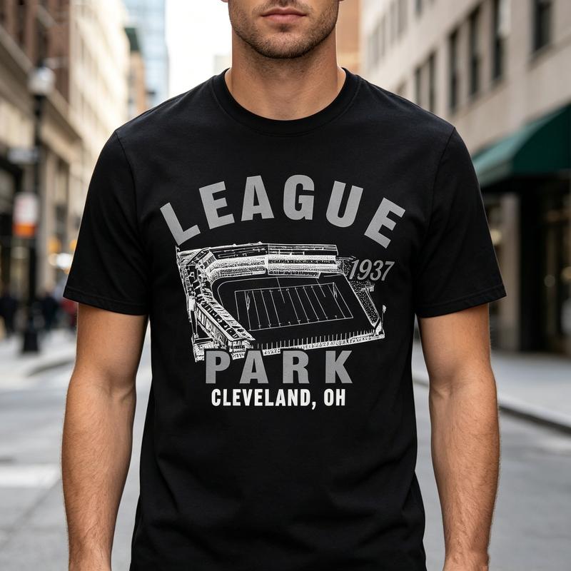 Vintage Cleveland Sports Tee League Park Stadium Print Unisex Unisex Cotton Short Sleeve Trendy Baseball Fans