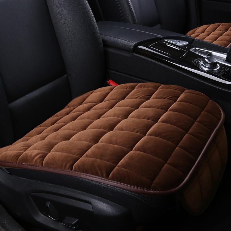 Woolen Three-Piece Car Seat Cushion Set for Autumn/Winter - No Backrest, Non-Slip, Warm Front Seat Pads