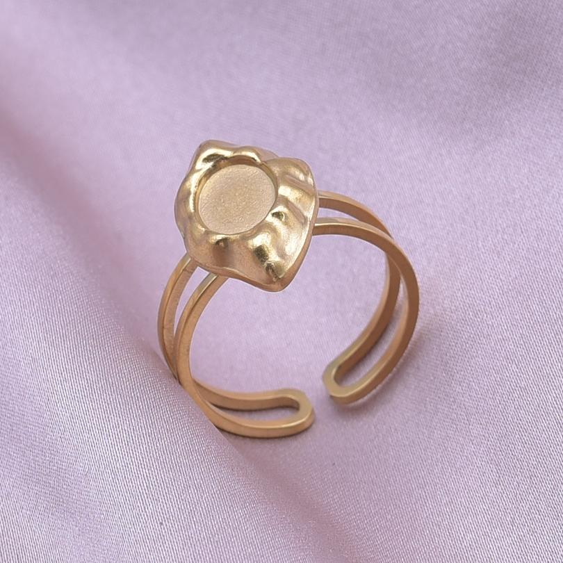 Klassisk Retro Öppningsbar Justerbar Ring Oregelbunden Geometri Hjärta Ellips Vattendroppe Glänsande Rostfritt Stålringar Semesterpresent