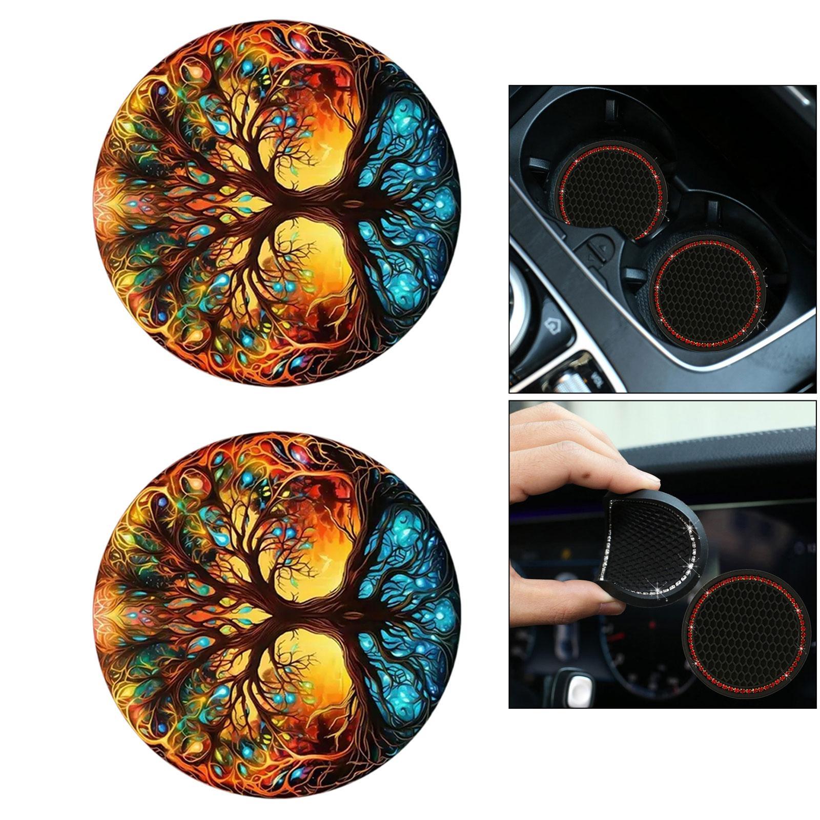 

2 Pieces Generic Car Cup Holder Coasters Nonslip Drink Mat for Drinks Portable Directly Install Creative Interior Decoration