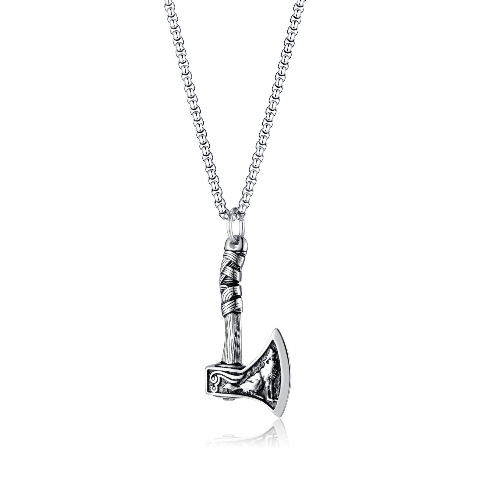 Opk Jewelry Nordic Personality Retro Viking Axe Pendant Versatile Titanium Steel Necklace