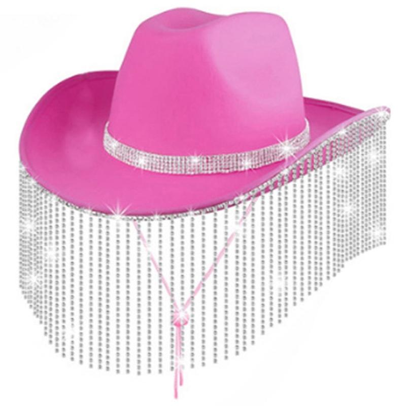 Stylish Cowgirl Hat Wide Brim Cowboy Hat with Square Neck Scarf & Glasses for Bachelorette Parties and Costume Event