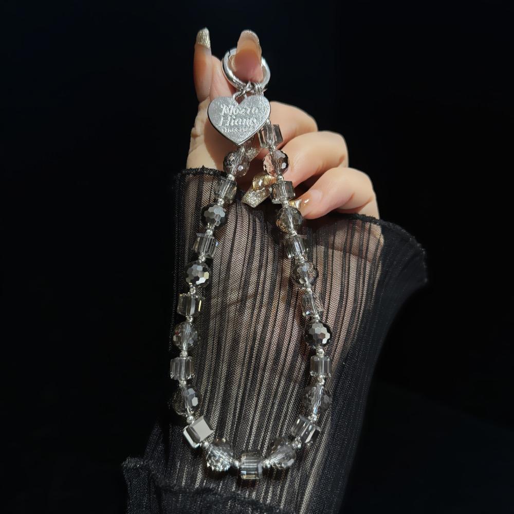 With Clip Crystal Beads Phone Chain Anti-lost Love Phone Pendant  Car Key Accessories
