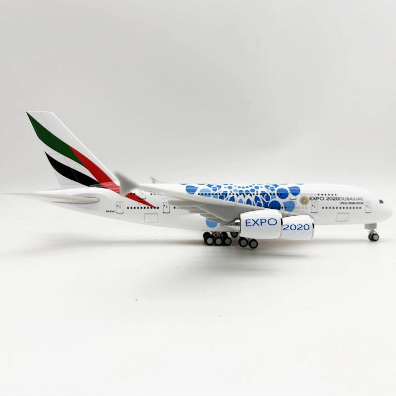 Model Plane A380 A380 Aircraft Models 30cm Air Expo Dubai 380 1/240 Scale Resin Airplane Model Display Collectible Children Toys