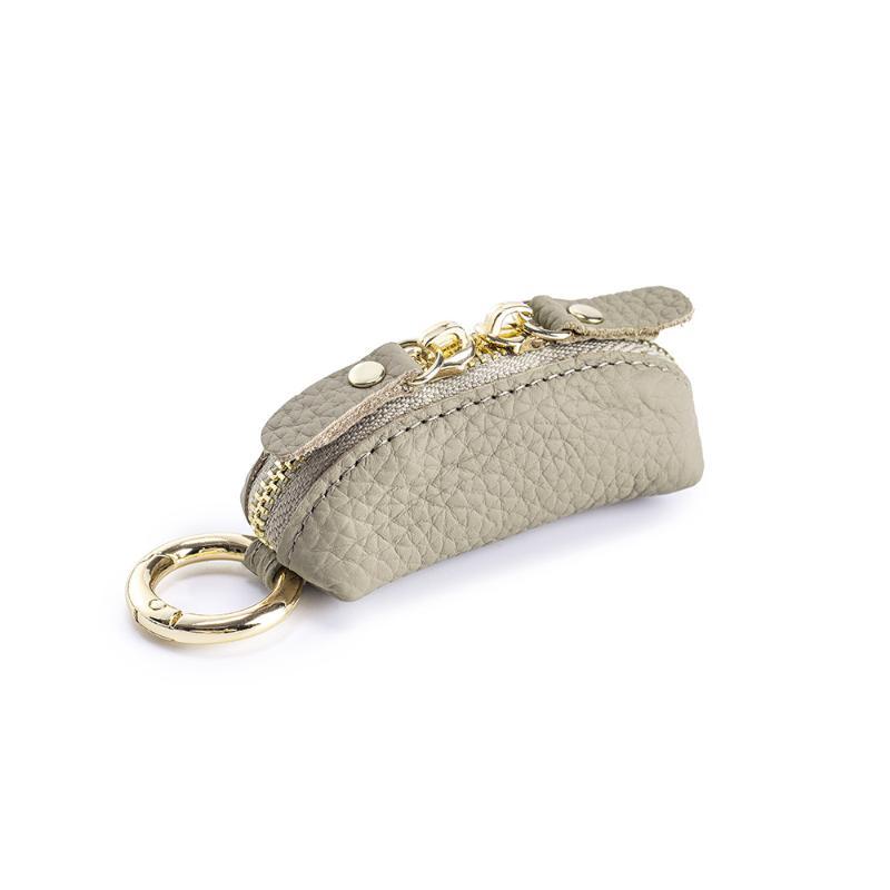 Mini Leather Coin Purse Soft Water-resistant Zipper Pouch with Key Ring Compact Card Holder for Men Women Outdoor