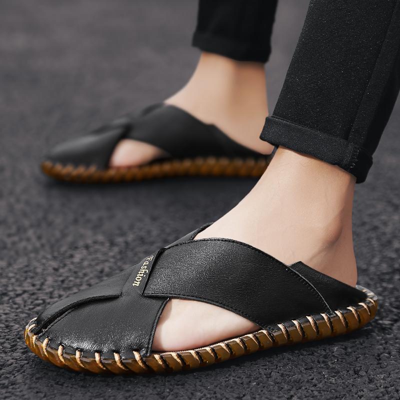 FashionHandmade Summer Men Sandals Casual Classic Men Beach Shoes Outside Male Shoe Comfortable Breathable Mans Footwear Hot Sale 2024