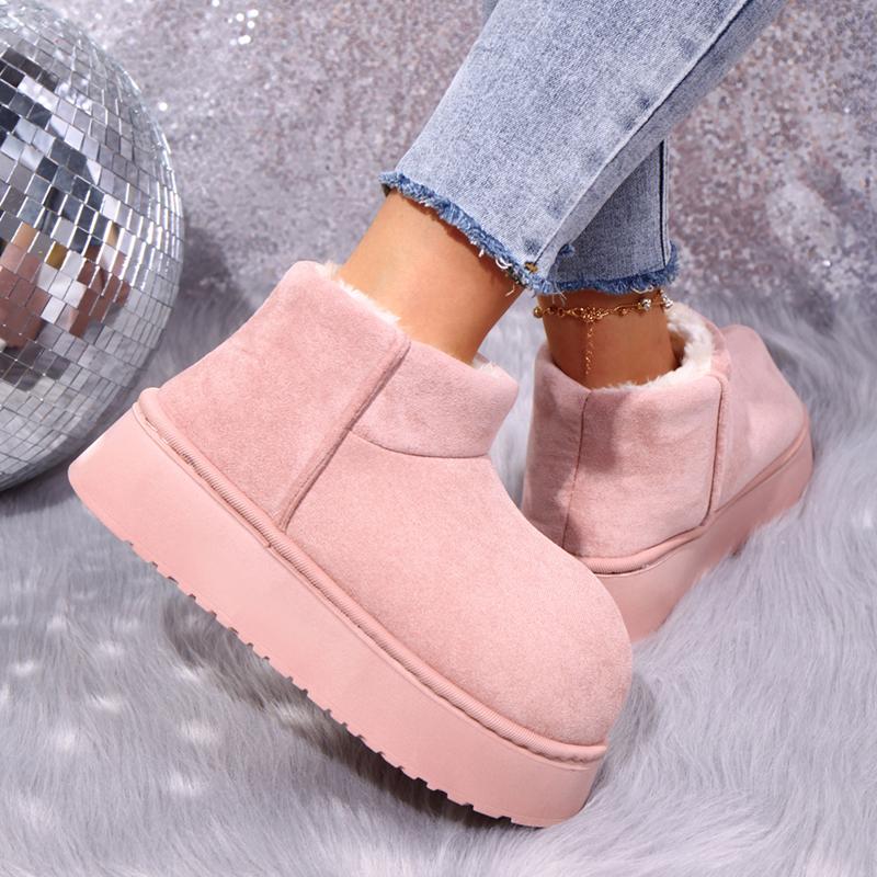 Fashion Women's Winter Warm Plush Snow Boots Thick Bottom Slip On Cotton Padded Shoes Woman 2025 New Non Slip Platform Ankle Botas Mujer