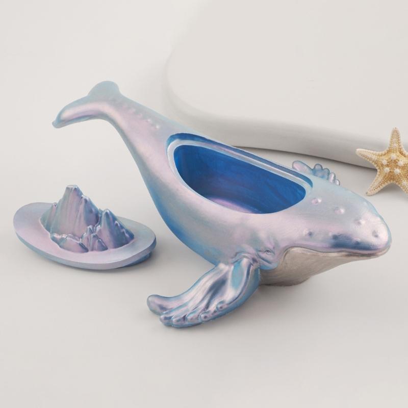 Silicone Whale Ocean Animal Storage Box Mold for Home Organization Heat Resistant Jewelry Container with Lid Mould