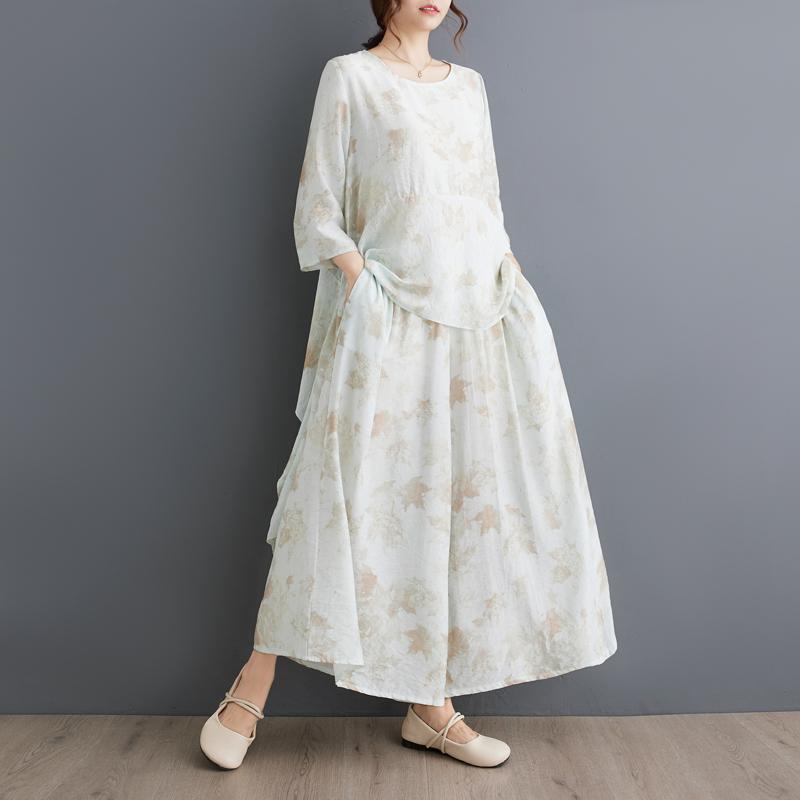 GMXIA Plus-size, Artistic, Irregular, Chubby Girl Patterned and Stylish Suit, Wide-leg Pants, Concealing and Slimming Women's Two-piece Set