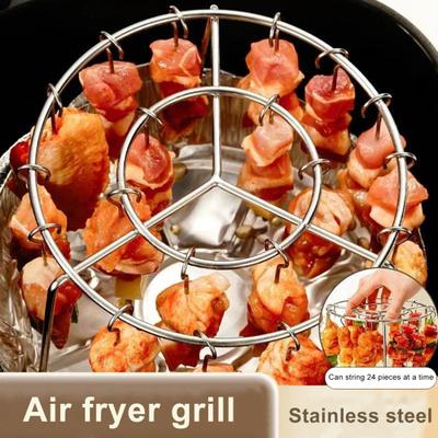 Air Fryer Spettställ Rostfritt Stål Vertikal Grillhållare för Grillning Hemkök Kebabspett Air Fryer Tillbehör för BBQ-älskare