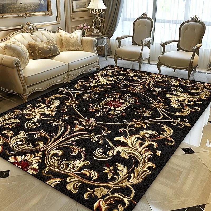 სპარსული შავი ოქროს ფუფუნების ხალიჩა მისაღები ოთახისთვის მისაღები ოთახის ხალიჩები პატარა ხალიჩები საძინებლისთვის ოთახი საძინებელი და ოფისი დივანის ზონა მოცურების საწინააღმდეგო დეკორი