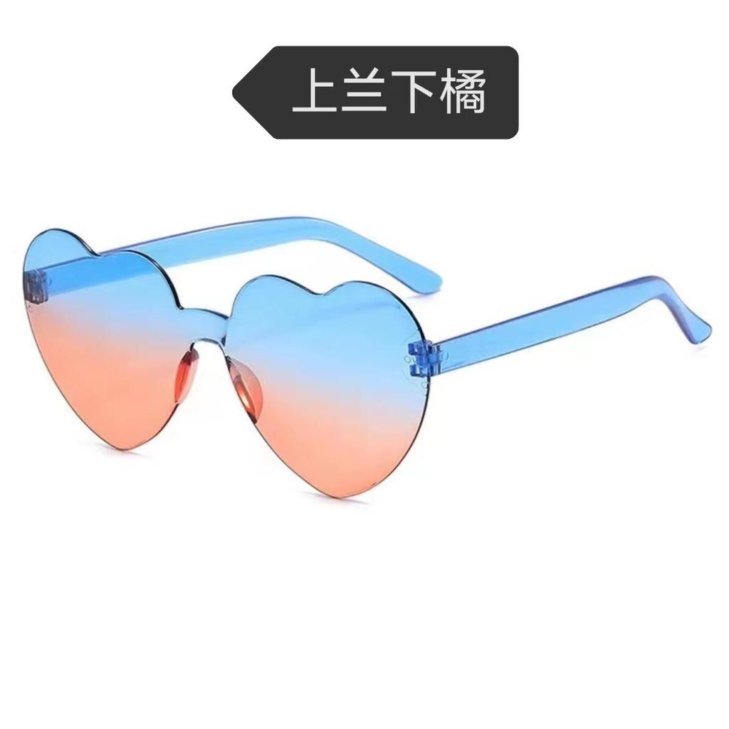 Peach Heart Sunglasses Love Glasses Trend Frameless One-Piece Marine Film Dazzling Color Sunglasses