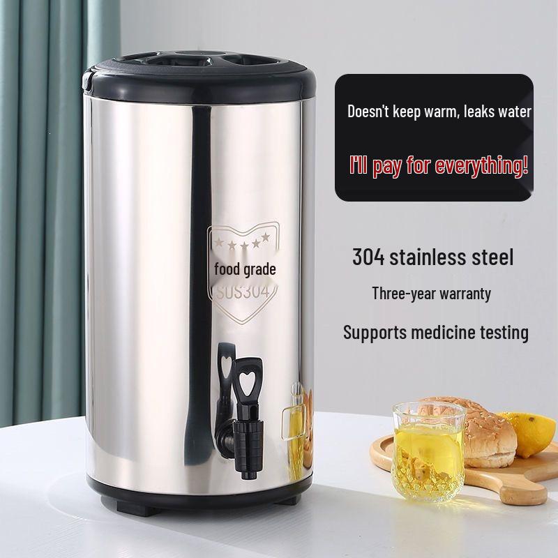 304 Stainless Steel Milk Tea Bucket - Large Capacity for Hot/Cold Preservation and Soy Milk