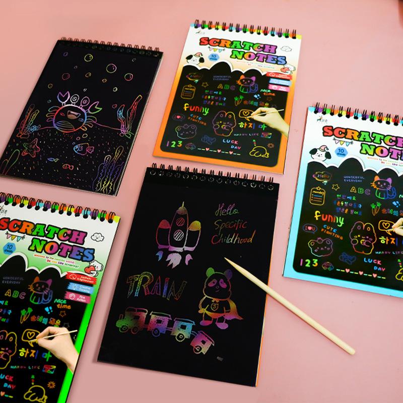 Medium Children’s Colorful Graffiti Scratch Art Book - Fun Drawing Paper for Elementary Students