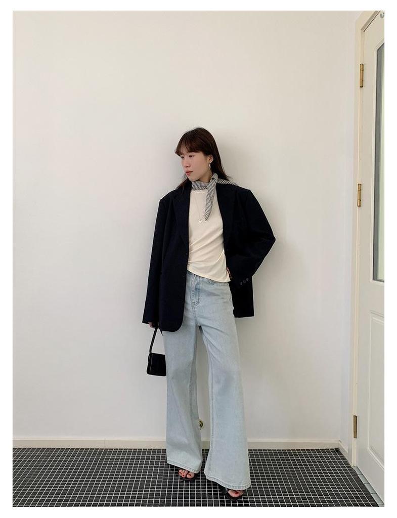 Yi En Ou Retro Micro-Flare Jeans for Women, High Waist Slimming Long Pants for Pear Shape, Long Legs Sequel