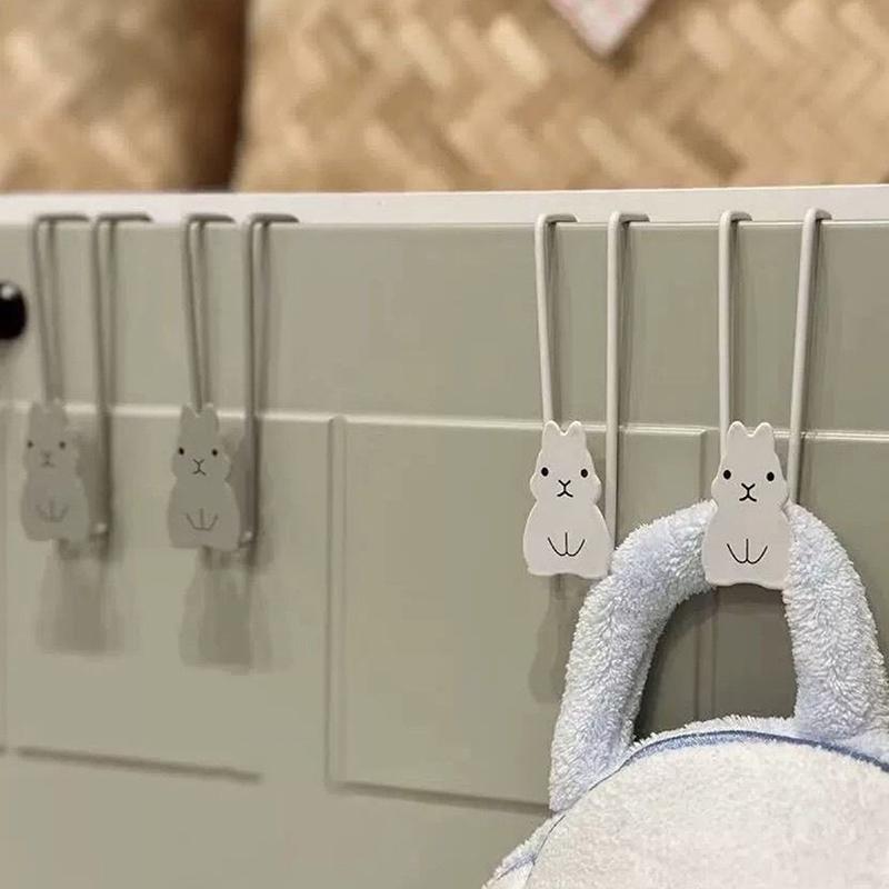 Haczyk na drzwi szafki w kształcie królika Żelazny stojak do przechowywania na drzwiach szafki Uchwyt na worek na śmieci bez wiercenia Wieszak na przybory kuchenne