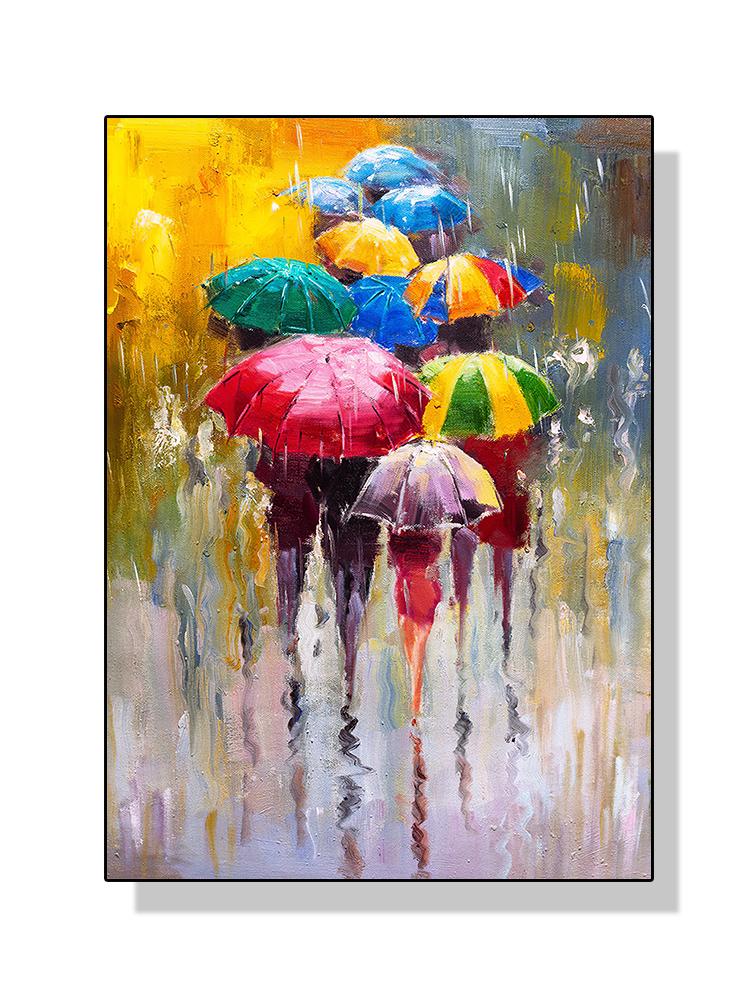 

Абстрактные Красочные Зонтик Пейзаж Под Дождем Плакат Холст Картина Маслом Стены Искусства Для Современной Гостиной Домашнего Декора Cuadros 30x40cm No Frame