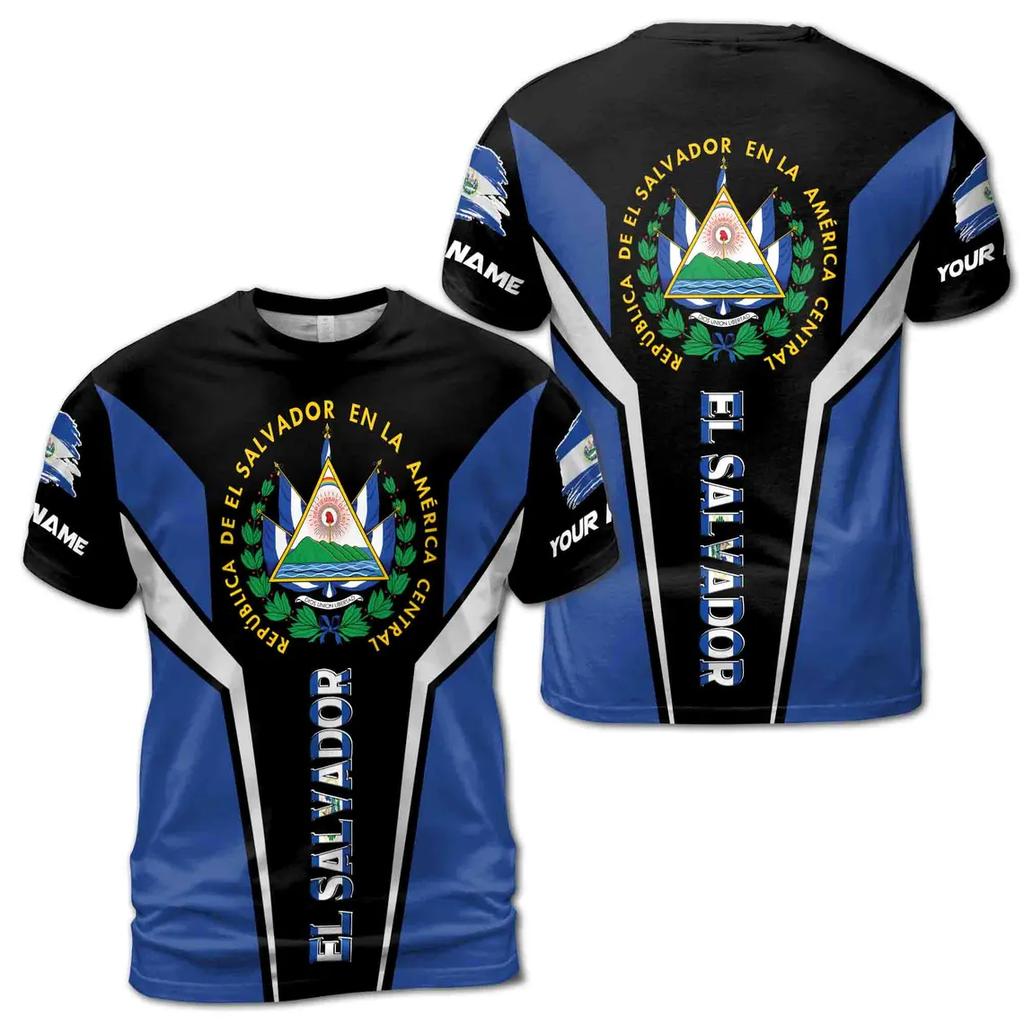 EL Salvador Flag Graphic T Shirts For Man Clothes Maillot Football Summer Fashion Trend Loose Sports Crew Neck Unisex Tees Tops