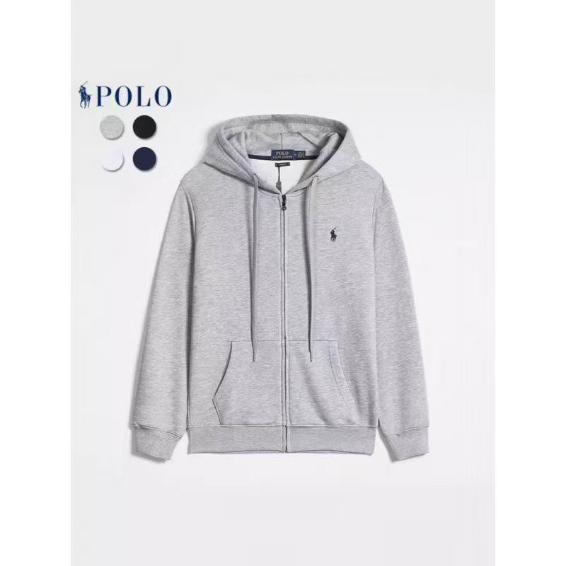 Men's Embroidered Polo Horse Zipper Hoodie - Spring/Autumn Solid Color Plus Size Cardigan