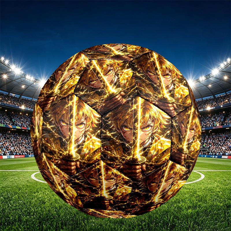Demon Slayer Print Size 5 Soccer Ball, PU Wear Resistant Football for Match Training and Daily Practice, Birthday Gift for Soccer Fans