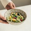 Retro Stone Pattern Ceramic Bowl Practical Ramen Bowl Vegetable Bowl Household Fruit Salad Bowl Round Deep Bowl Tableware