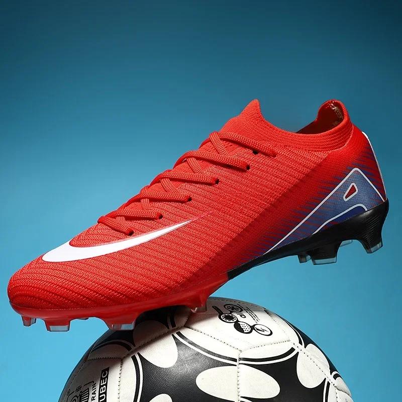 New Men Soccer Shoes Non Slip Football Boots Cleats Adult Training Boys Outdoor Sport Long Spikes Breathable Match Comfortable