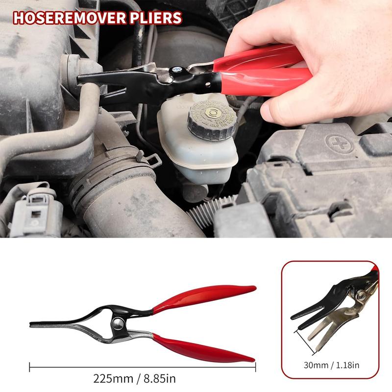 Draht Schlauchschellenzange Set Lange Reichweite Kraftstoff Öl Wasser Schlauch Autowerkzeuge, Schlauchschellenzange für Kraftstoff-, Öl- und Wasserschläuche, Rot