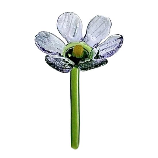 Handmade Glass Flower Decoration with Stem Hand-Blown Mini Floral Plants Figurine Home Living Room Office Table Flower Vase Ornament