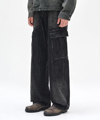 DECET Cargo Carpenter Wide Jeans Dcpt042Blacka