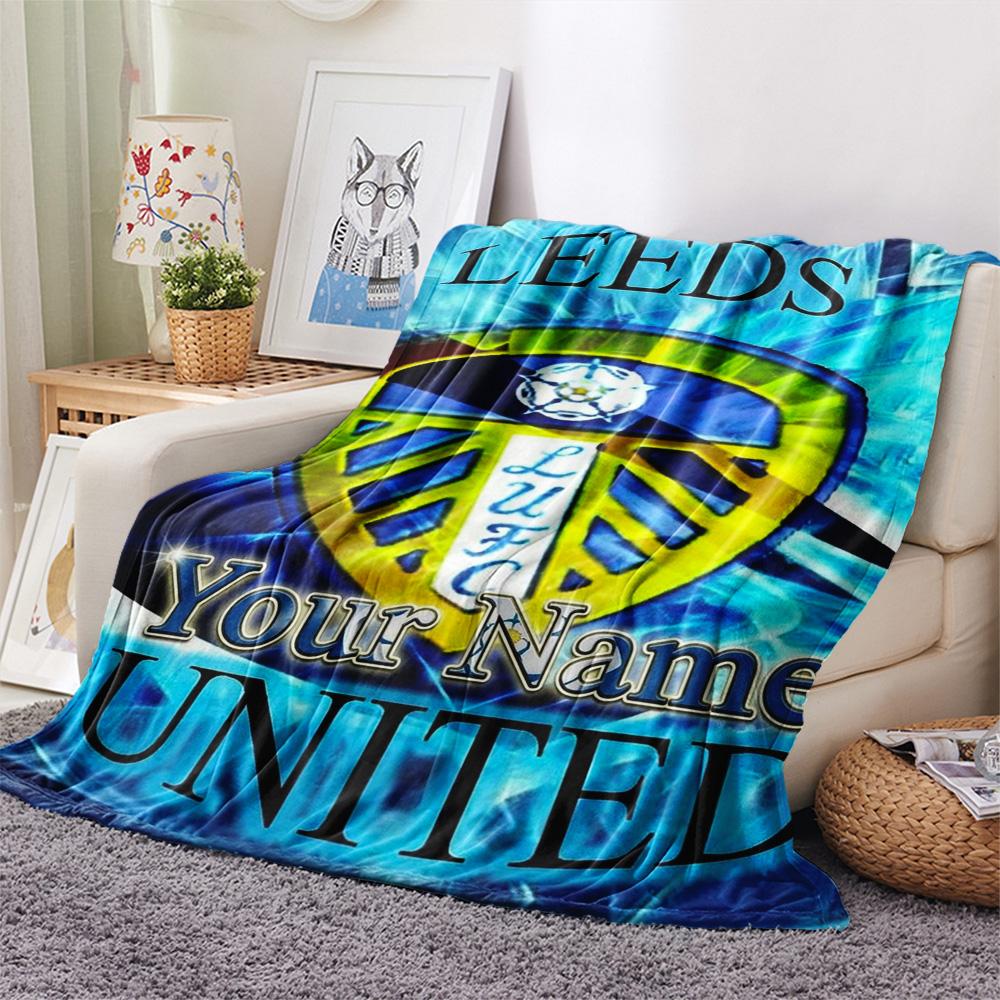 1PC Leeds Crest Custom Name Patterned Flannel Blanket Suitable For All Seasons For Home Decor Warmth And Comfort Gifts Holiday Present