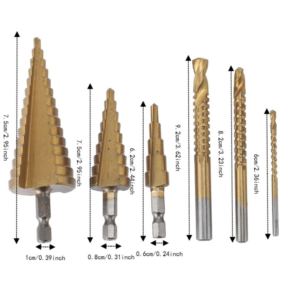 6pcs High Speed Steel Step Drill Bit Set 4-32mm High Speed Steel Bits  Woodworking
