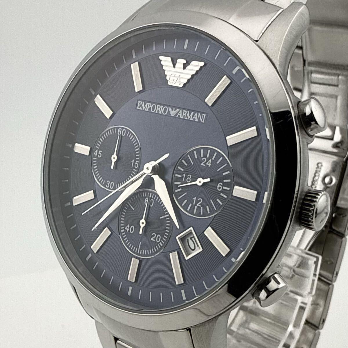 Used EMPORIO ARMANI AR-2448 Men s Watch Quartz Working Item Battery Replaced [J433]