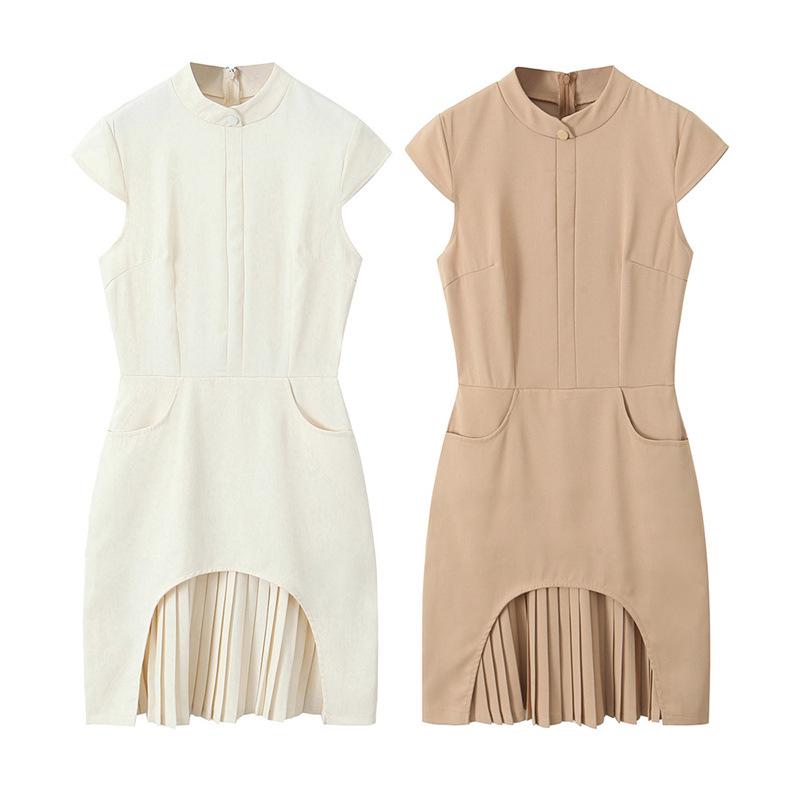 Summer 2025 Women's Sleeveless Pleated Hem Mini Dress