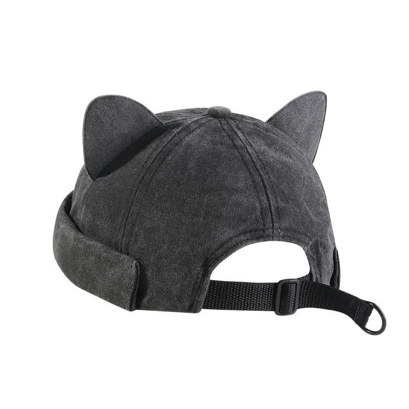 Cute Cat Ear Hat Unisex Cotton Sun Protection Cap With No Brim For Summer And Spring