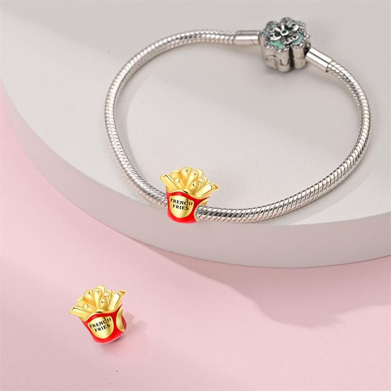 Summer New Arrivals Copper Plated Romantic Afternoon Tea Series French Fries Cake Fit Original Bracelet Niche Diy Jewelry