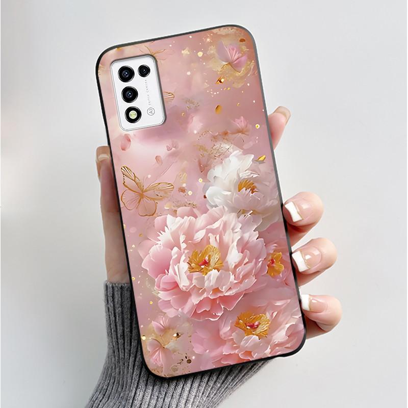 Phone Case For ZTE Libero 5G III A202ZT / Libero 5G II A103ZT Casing Fashion Butterfly Flower Black Soft TPU Case Silicone Cover
