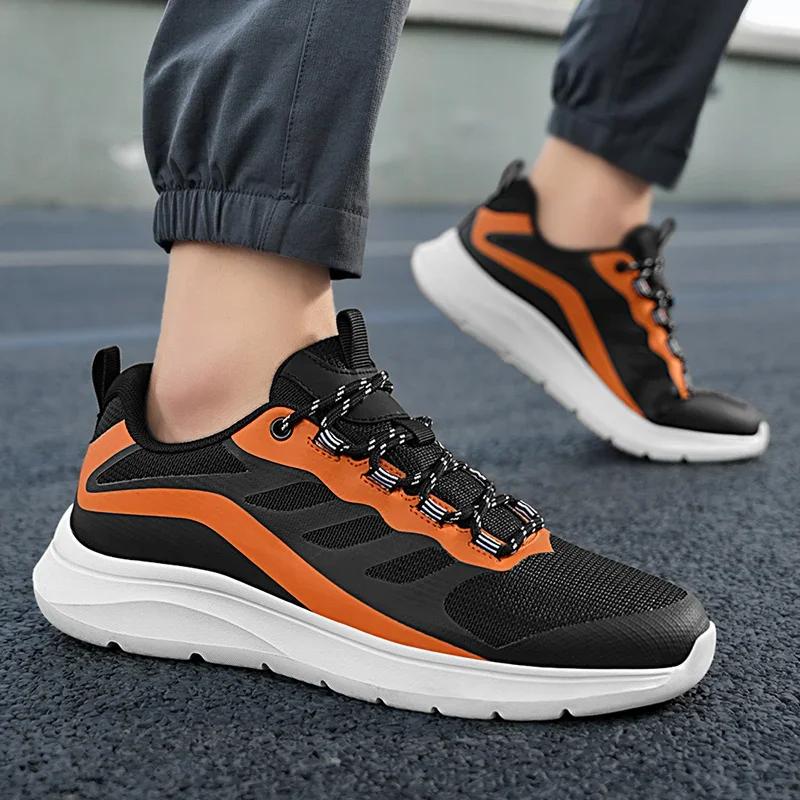 Large Size Lightweight Breathable Mesh Running Shoes Students Thick Sole Trend All Low Top Lace-up Casual Sports Shoes