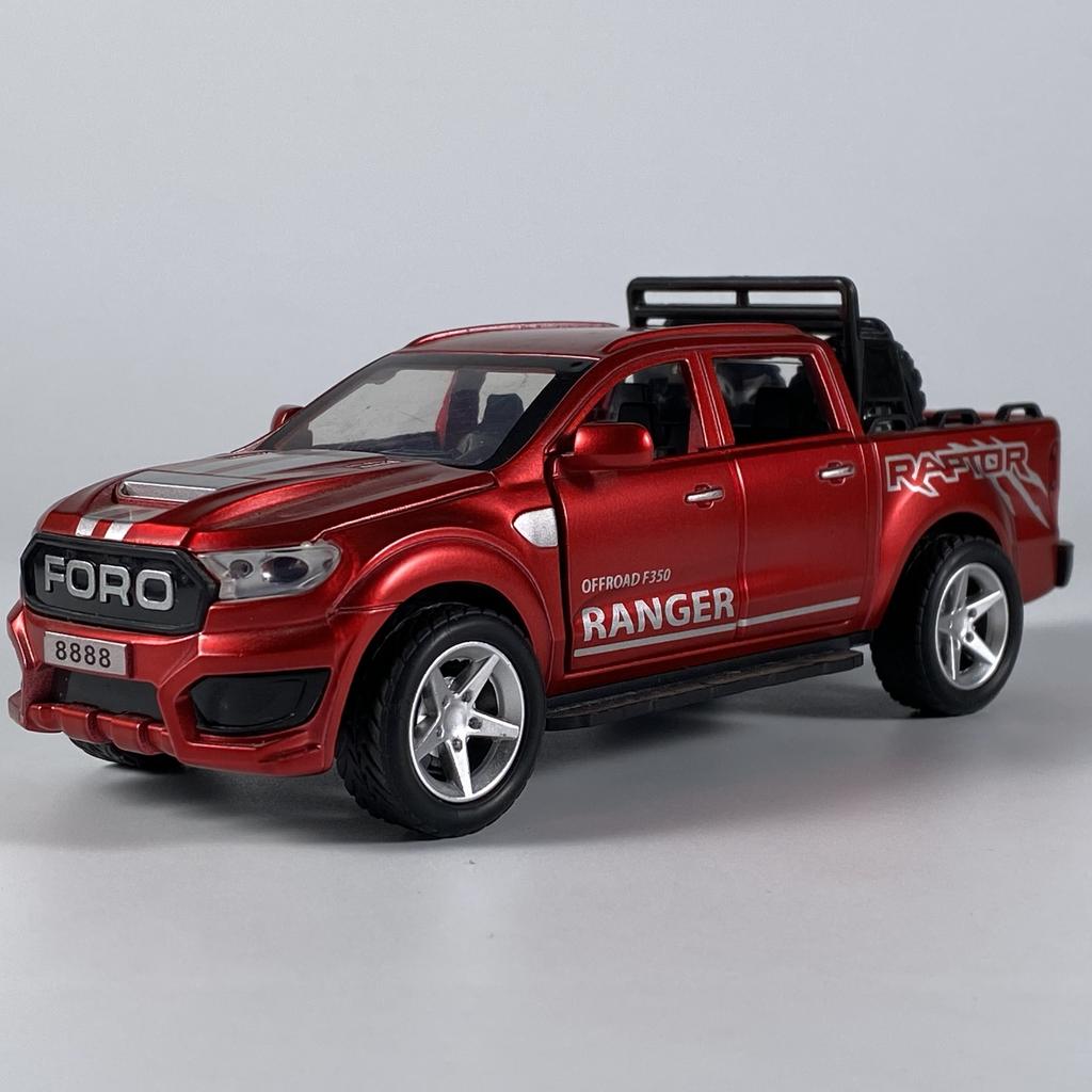 1/32 Ford Raptor F350 Off Road Pickup Truck Alloy Diecast Model Car Sound and Light Pull Back Children's Toy Car Birthday Gifts