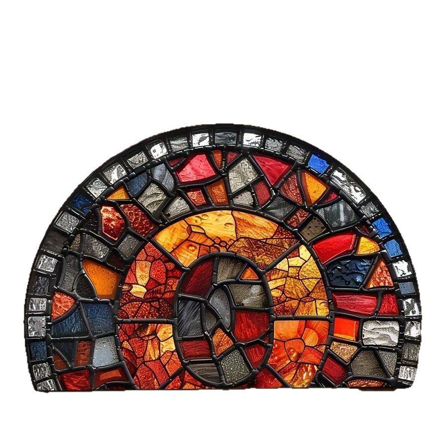 Modern Geometric Semicircular Area Rug With Water Wash For Bathroom And Entrance