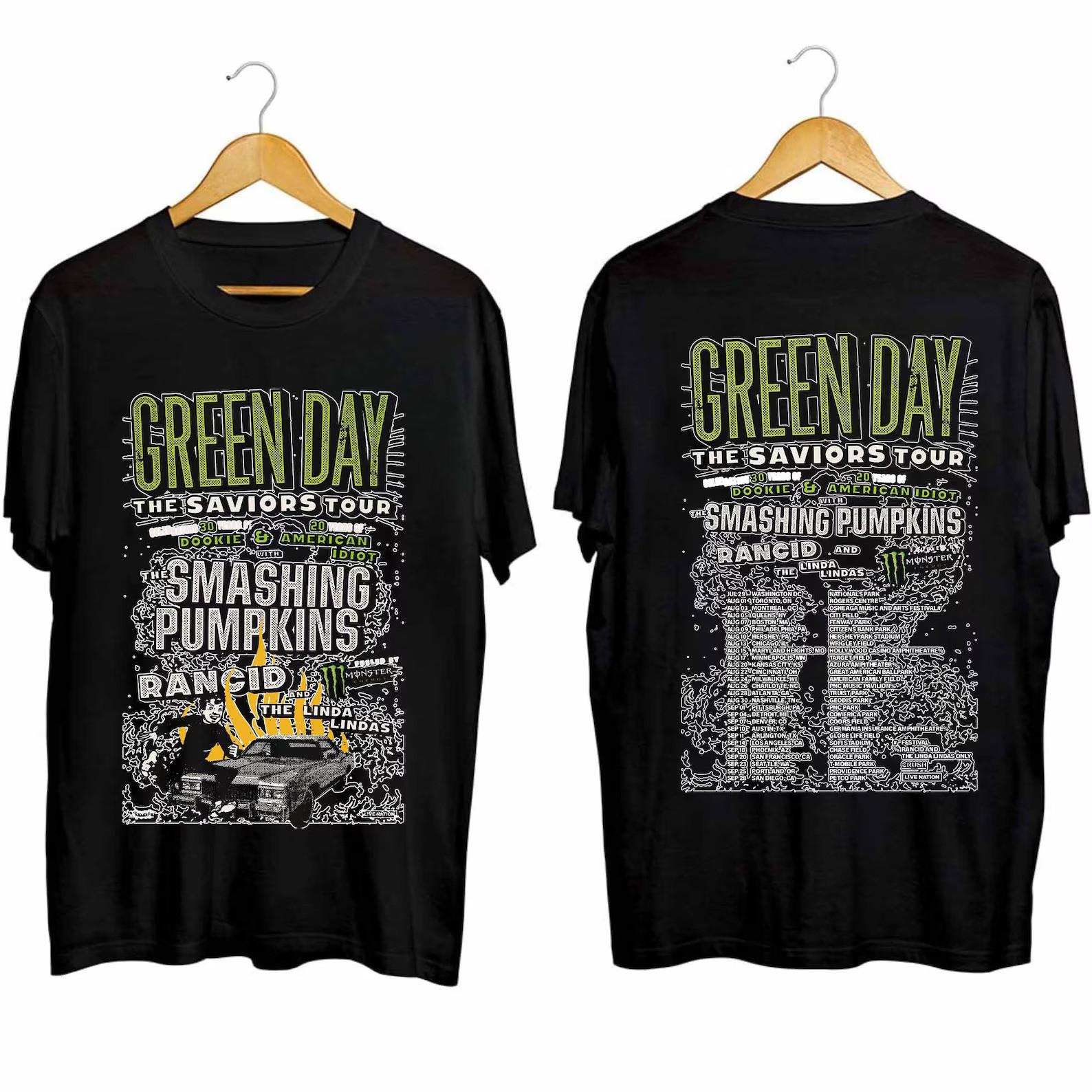 Green Day Band Green Day the Saviors 2024 Tour 2 Sided T-Shirt Mens Womens Tees Top Green Day Concert 4XL