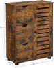 VASAGLE Bathroom Floor Cabinet, Wooden Storage Unit with 3 Drawers, Single Door with 2 Adjustable Shelves, for Living Room, Kitchen, Entryway