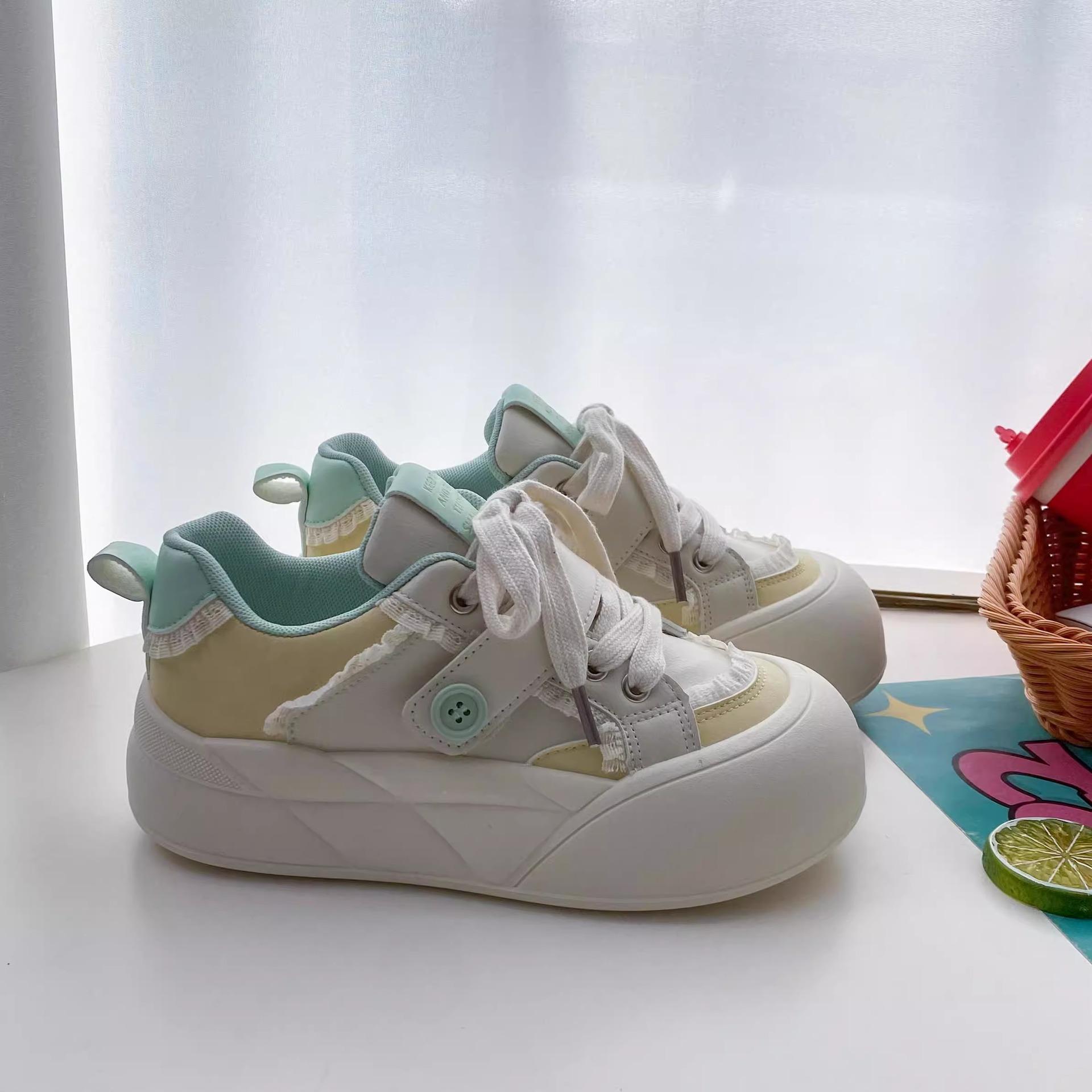 

Высококачественные корейские кеды 2025 новая универсальная обувь платформа белые кеды хлебные кеды 2025 40 морская волна