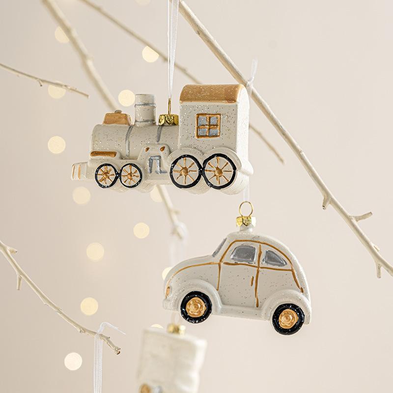 Christmas Tree White Supplies Bell Car Snowflake Nutcracker Soldier Pendant 2024 Christmas Decoration 2025 New Year Eve Decors