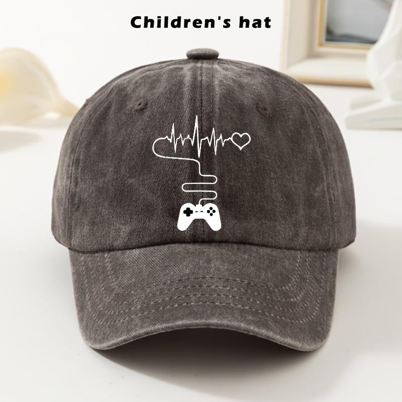 A Vintage Baseball Cap with a Heart Pattern Designed for Kids Stylish SoftTop Cap for Boys And Girls Adjustable Size Trendy