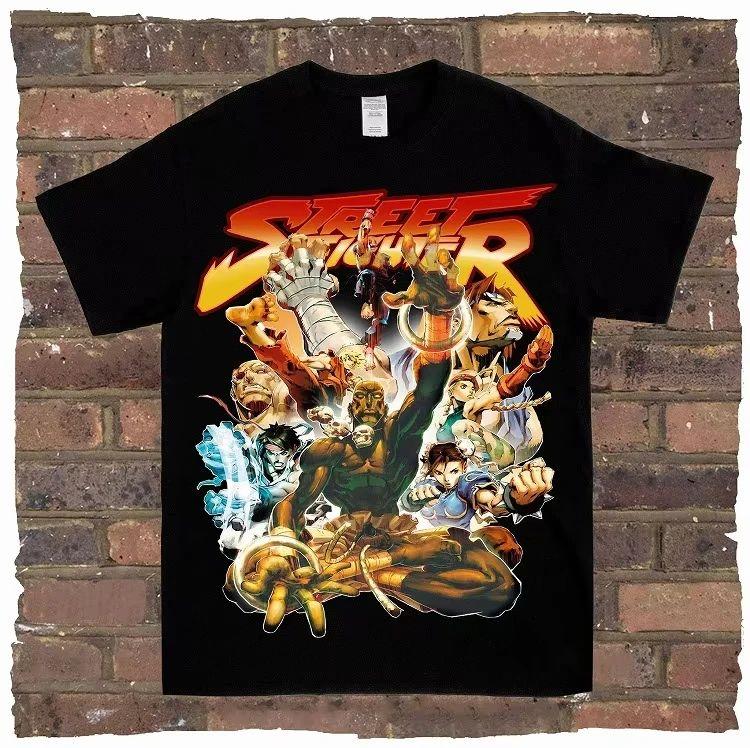 Classic Action Game Arcade Short Sleeve Printed Cotton T-Shirt Vintage High Street Top Casual Loose Streetwear Unisex